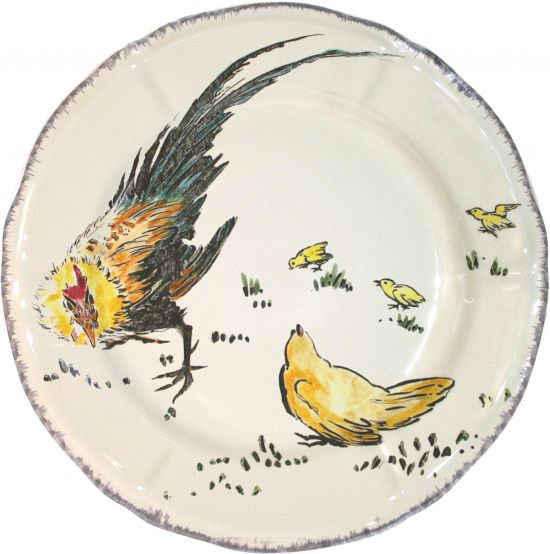 Тарелка десертная Петух и курица, COQ ET POULE,, GRANDS OISEAUX, GIEN Тарелка десертная Петух и курица, COQ ET POULE,, GRANDS OISEAUX, GIEN