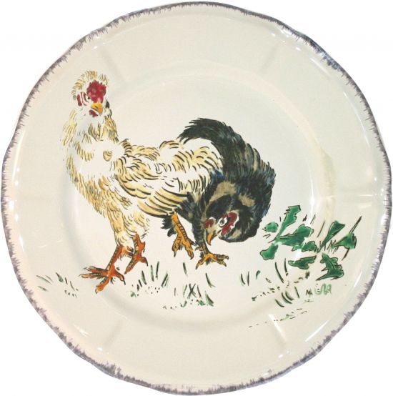 Тарелка десертная Черная шелковая курица, POULE NEGRE SOIE ,, GRANDS OISEAUX, GIEN Тарелка десертная Черная шелковая курица, POULE NEGRE SOIE ,, GRANDS OISEAUX, GIEN