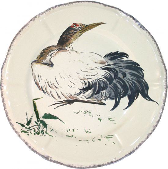 Тарелка обеденная Серый журавль, GRUE CENDREE,, GRANDS OISEAUX, GIEN Тарелка обеденная Серый журавль, GRUE CENDREE,, GRANDS OISEAUX, GIEN