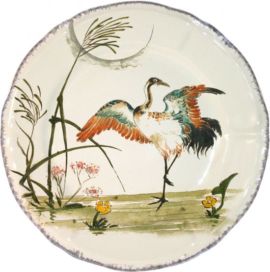 Тарелка обеденная Журавль, GRUE,, GRANDS OISEAUX, GIEN Тарелка обеденная Журавль, GRUE,, GRANDS OISEAUX, GIEN