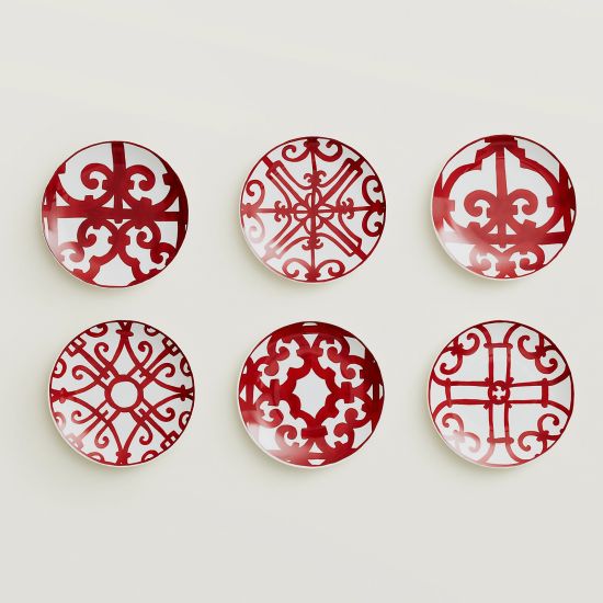 Набор из 6-ти тарелок для хлеба  Balcon du Guadalquivir, HERMES, арт.:011612P