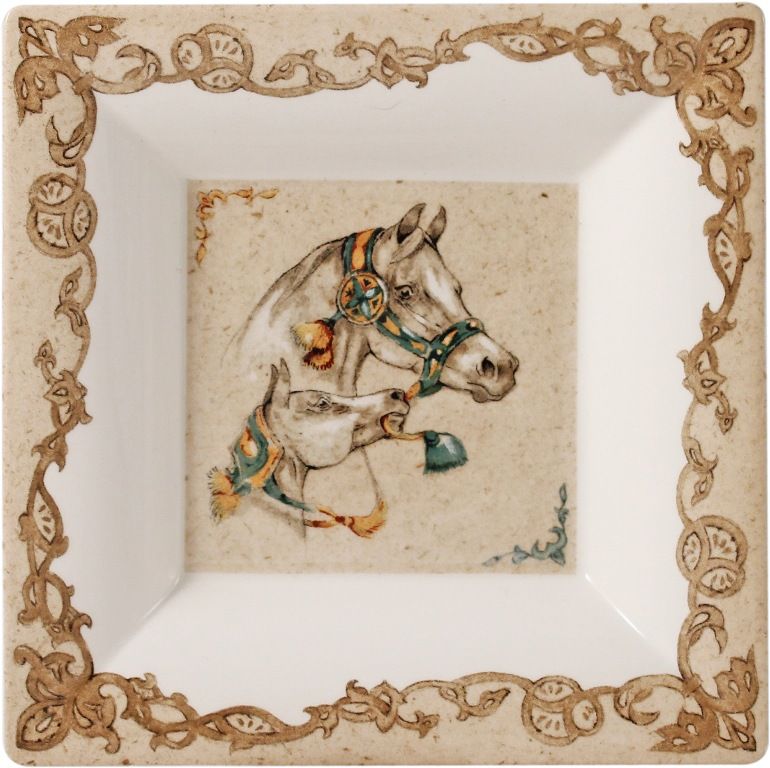 Тарелка квадратная, Лошади ветра , 17 X 17 cm, арт,1751CCEC01 ,CHEVAUX DU VENT, GIEN
