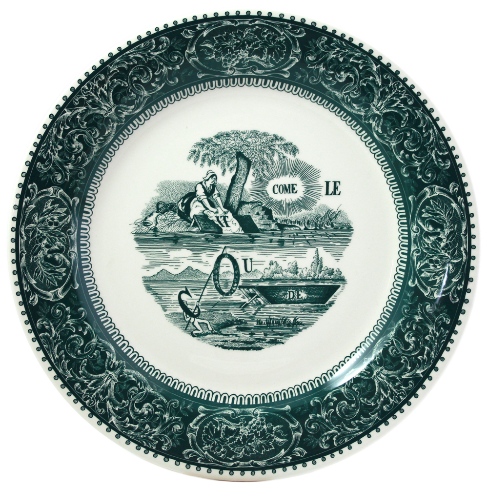Тарелка обеденная Ребус, LES DEPAREILLEES VERT, Д  27,4 см,, GIEN
