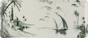 Прямоугольное блюдо Восточный пейзаж 36 X15,5 cm,,  LES DEPAREILLEES VERT, GIEN Прямоугольное блюдо Восточный пейзаж 36 X15,5 cm,,  LES DEPAREILLEES VERT, GIEN