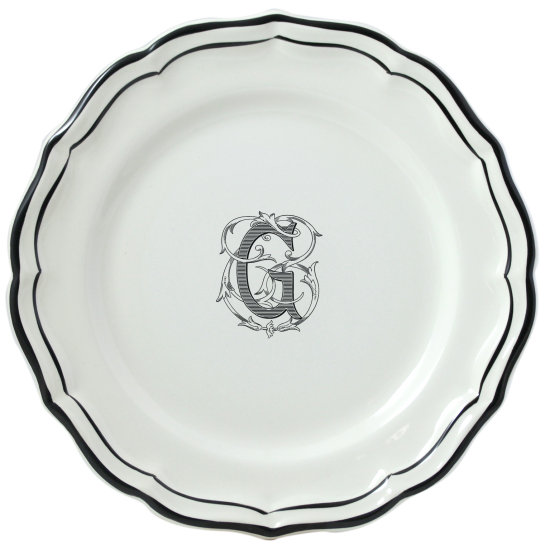 Тарелка обеденная "N", FILET MANGANESE MONOGRAMME, Д 26 cm GIEN Тарелка обеденная "N", FILET MANGANESE MONOGRAMME, Д 26 cm GIEN