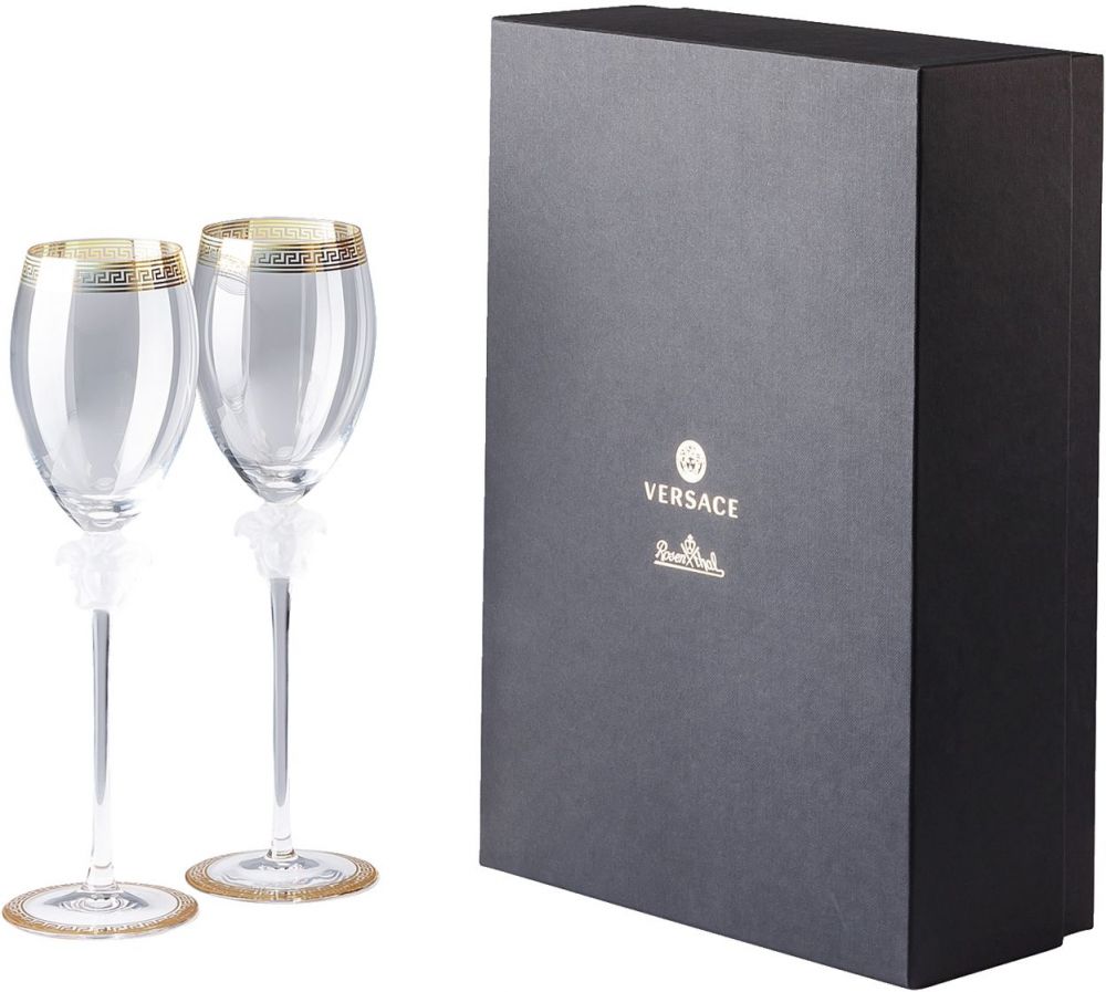 Бокал для белого вина 333 мл., набор 2 шт., Versace CRYSTAL MEDUSA D'OR арт. 20665-110300-48806