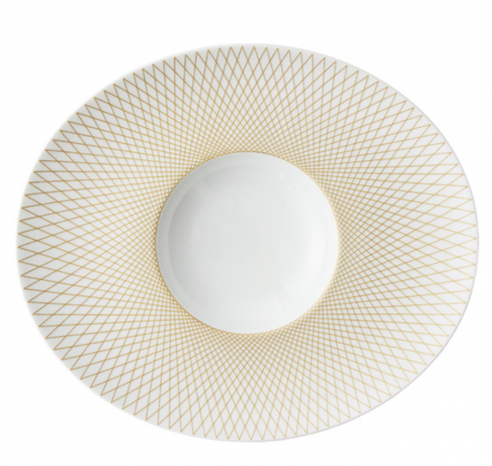 Тарелка глубокая "Шляпа" овальная Д 32х27 см., Graphique classique, золотая, DEGRENNE, арт. 246114