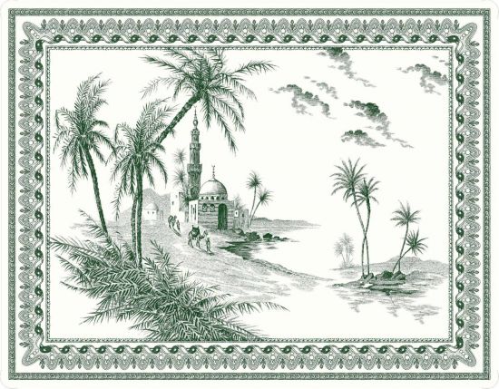 Поднос большой Восточный пейзаж LES DEPAREILLEES VERT, 46,4 X 36,4 cm GIEN Поднос большой Восточный пейзаж LES DEPAREILLEES VERT, 46,4 X 36,4 cm GIEN