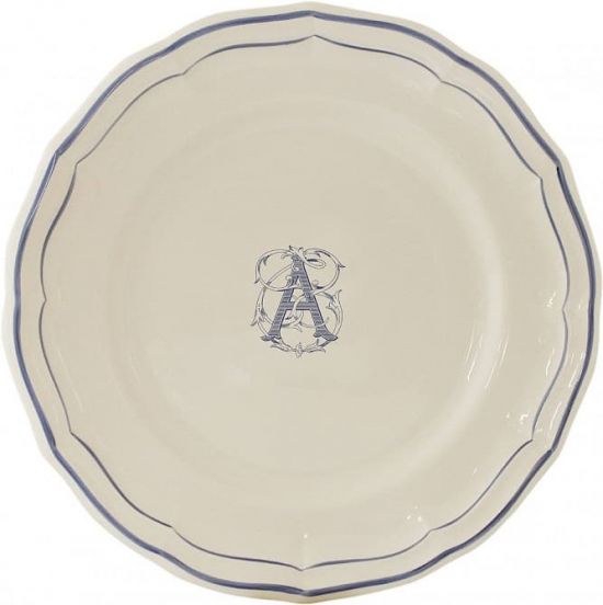Тарелка глубокая "A", FILET MANGANESE MONOGRAMME, Д 22,5 cm GIEN Тарелка глубокая "A", FILET MANGANESE MONOGRAMME, Д 22,5 cm GIEN