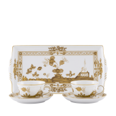 Набор из 2 -х чайных пар 220 мл.,  и  1 подноса, 17,7 см  х 33,3 см .,  ORIENTE ITALIANO AURUM, Ginori, 003RG00 FX2401LXGENG00133000