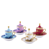 Набор из 4 - х кофейных пар с крышками 80 мл.,  ORIENTE ITALIANO MIX - IRIS - AZALEA - RUBRUM - AURUM, Ginori, 004RG00 FX4301LXGENG00123590