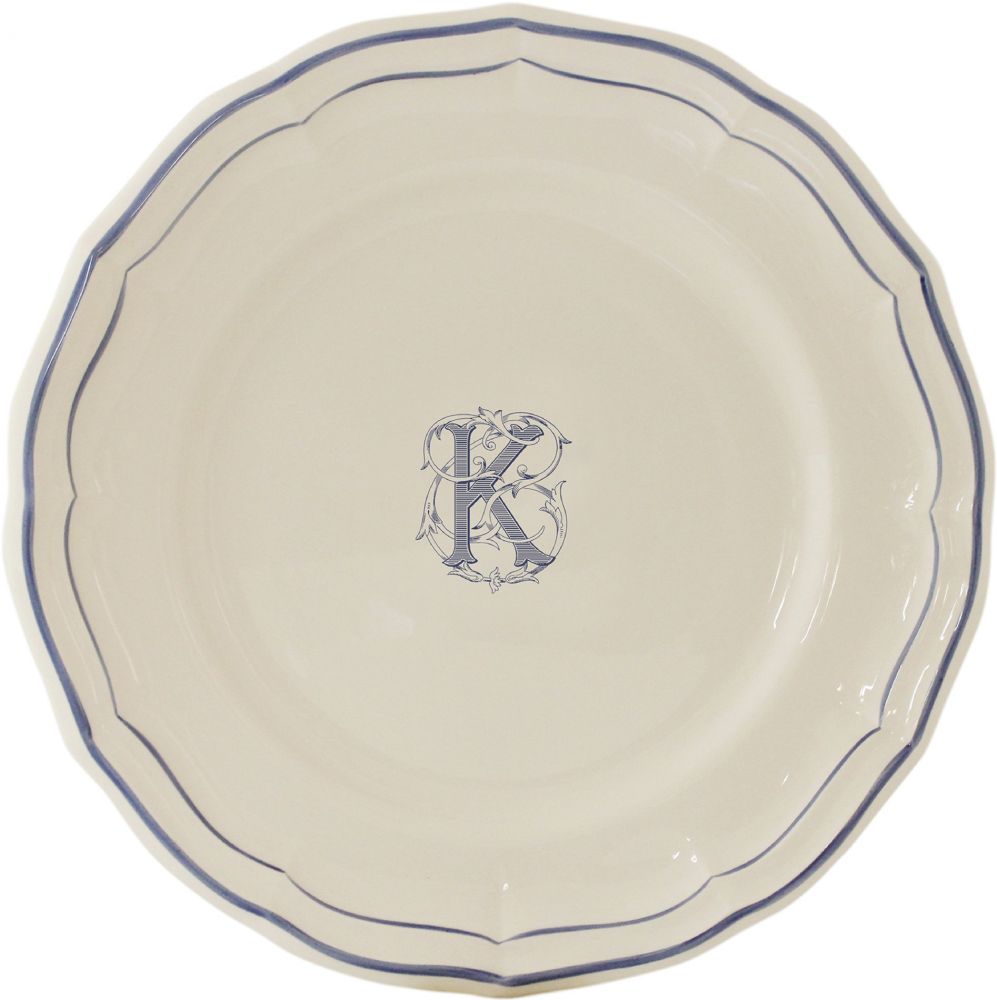 Тарелка для канапе / хлеба"K", FILET MANGANESE MONOGRAMME, Д 16,5 cm GIEN