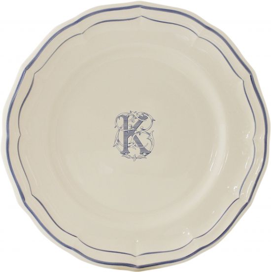 Тарелка для канапе / хлеба"K", FILET MANGANESE MONOGRAMME, Д 16,5 cm GIEN