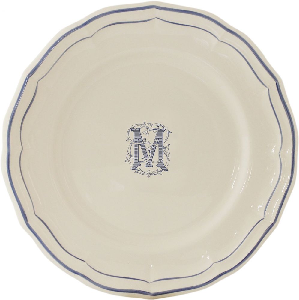 Тарелка для канапе / хлеба"M", FILET MANGANESE MONOGRAMME, Д 16,5 cm GIEN