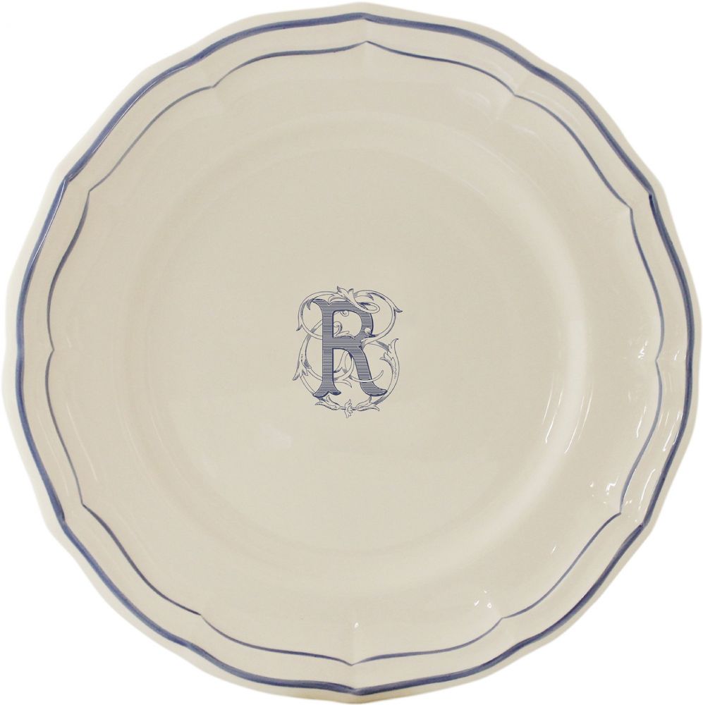 Тарелка для канапе / хлеба"R", FILET MANGANESE MONOGRAMME, Д 16,5 cm GIEN