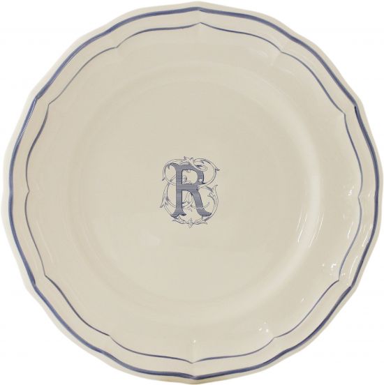 Тарелка для канапе / хлеба"R", FILET MANGANESE MONOGRAMME, Д 16,5 cm GIEN