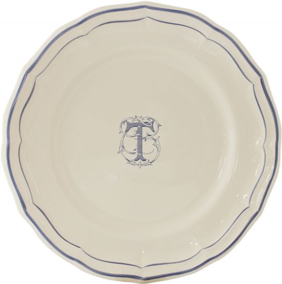 Тарелка для канапе / хлеба"T", FILET MANGANESE MONOGRAMME, Д 16,5 cm GIEN Тарелка для канапе / хлеба"T", FILET MANGANESE MONOGRAMME, Д 16,5 cm GIEN