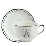Чайная пара чашка + блюдце A FILET MANGANESE MONOGRAMME, 500 мл,- Д 18,5 см, GIEN Чайная пара чашка + блюдце A FILET MANGANESE MONOGRAMME, 500 мл,- Д 18,5 см, GIEN
